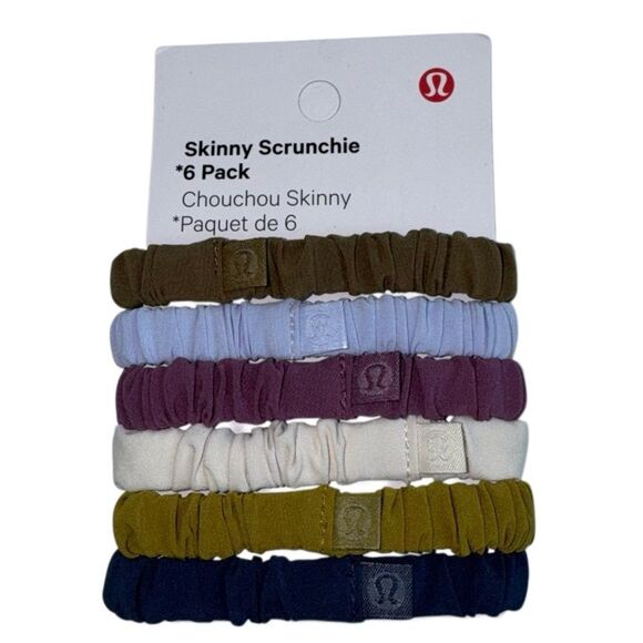 Lululemon Skinny Scrunchie 6 Pack Artifact Pastel Blue Vintage Plum White Opal…. - Picture 6 of 9